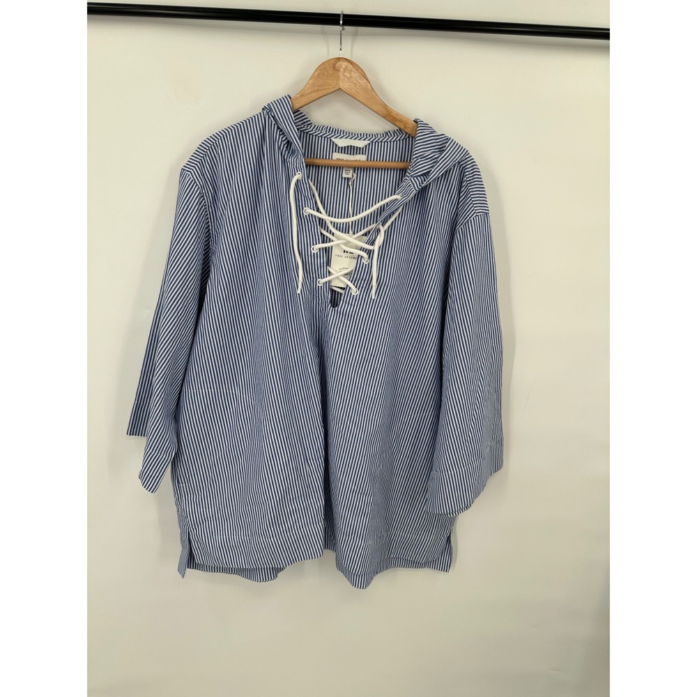 Free Assembly Hoodie Top Womens 3XL Coastal Beach Nautical Preppy Lightweight